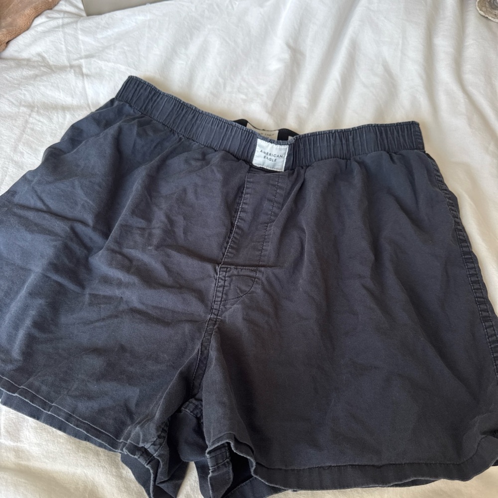 American Eagle Outfitters Men's Dark Gray Elastic-Waist Athletic Shorts
